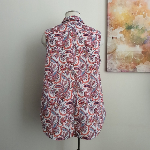 Sportscraft Liberty Fabric Paisley Floral Print Sleeveless Blouse Size 14 - Picture 12 of 12